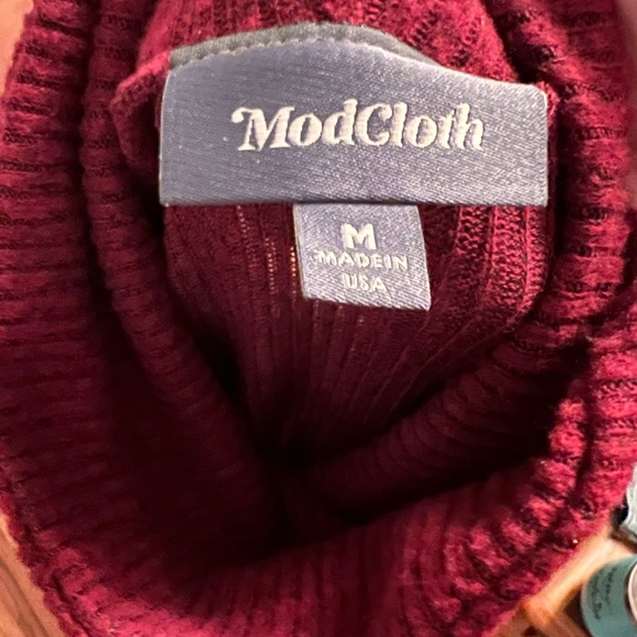 Dark Red ModCloth Medium Turtleneck Sweater Dress - Picture 3 of 3
